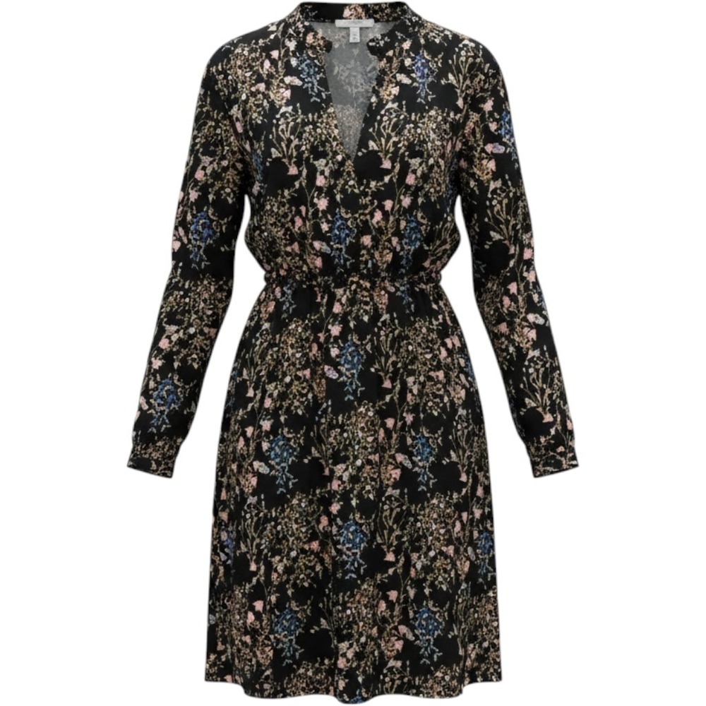 Joe Fresh Womens Black Floral Butterfly Long Sleeve Midi Dress Large L